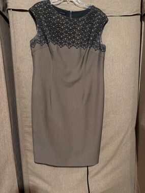 Jones New York Gray Lace Yoke Sheath Dress